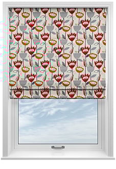 Flower Power, Scarlet - Twist&Fit Roman Blind